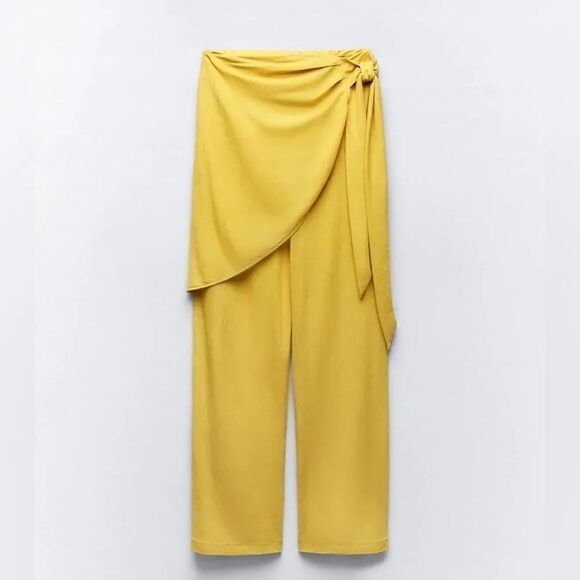 ZARA TIED WRAP FRONT PANTS - Picture 3 of 6